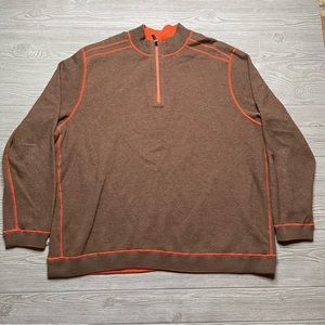Tommy Bahama Brown and Orange Zip Up Sweater